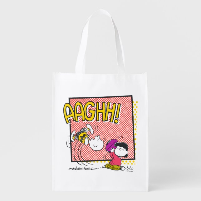 Charlie Brown and Lucy Football Comic Graphic Grocery Bag (Front)