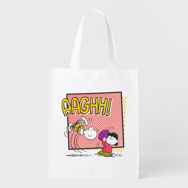 Charlie Brown and Lucy Football Comic Graphic Grocery Bag (Front)