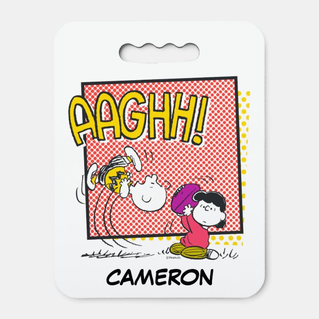 Charlie Brown and Lucy Football Comic Graphic Seat Cushion (Front Vertical)
