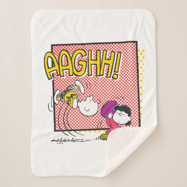 Charlie Brown and Lucy Football Comic Graphic Sherpa Blanket (Front)