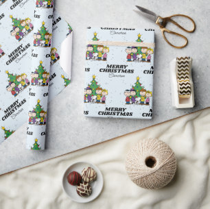 Charlie Brown & Friends Christmas Add Your Name Wrapping Paper