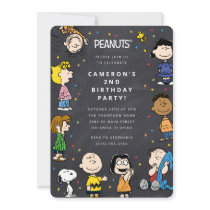 Charlie Brown & Gang Chalkboard Confetti Birthday Invitation