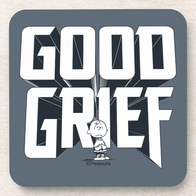 Charlie Brown "Good Grief" Rock Band Tee Graphic Beverage Coaster (Front)