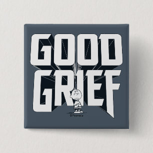 Charlie Brown "Good Grief" Rock Band Tee Graphic Button