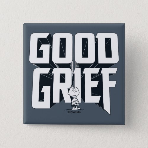 Charlie Brown Good Grief Rock Band Tee Graphic Button