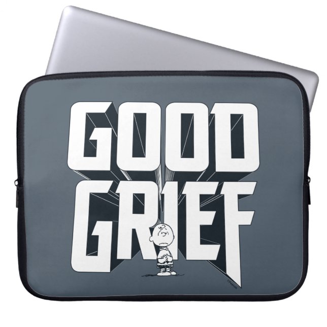 Charlie Brown "Good Grief" Rock Band Tee Graphic Laptop Sleeve (Front)