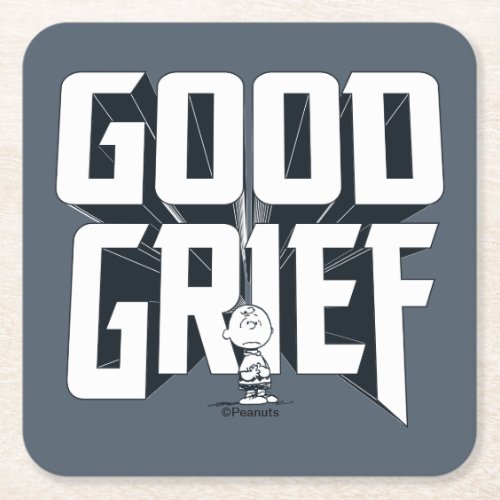 Charlie Brown Good Grief Rock Band Tee Graphic Square Paper Coaster