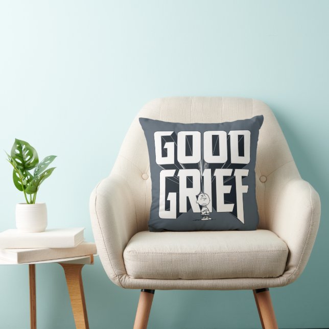 Charlie Brown "Good Grief" Rock Band Tee Graphic Throw Pillow (Chair)