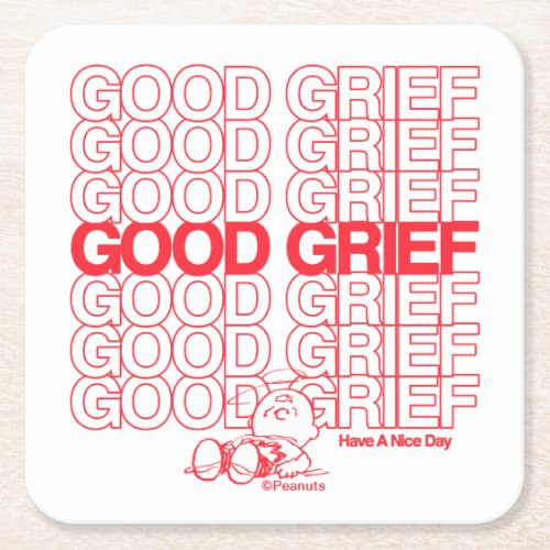 Charlie Brown _ Good Grief Thank You Bag Graphic Square Paper Coaster