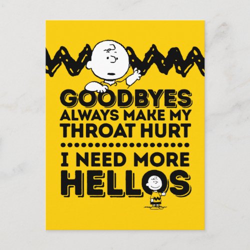 Charlie Brown Goodbyes and Hellos Postcard