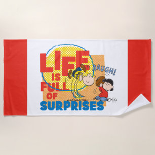 Charlie Brown & Lucy - Life is Full of Surprises Beach Towel