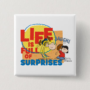 Charlie Brown & Lucy - Life is Full of Surprises Button