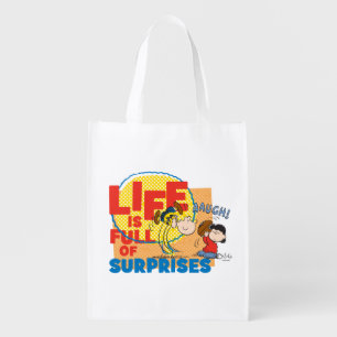 Charlie Brown & Lucy - Life is Full of Surprises Grocery Bag
