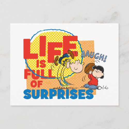 Charlie Brown  Lucy _ Life is Full of Surprises Postcard