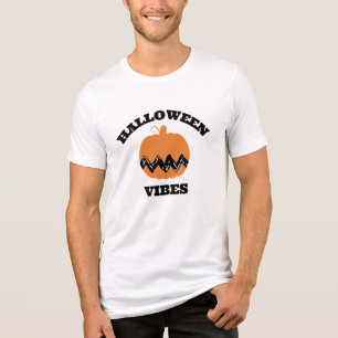 Charlie Brown Orange Pumpkin Halloween Vibes Tri-Blend Shirt