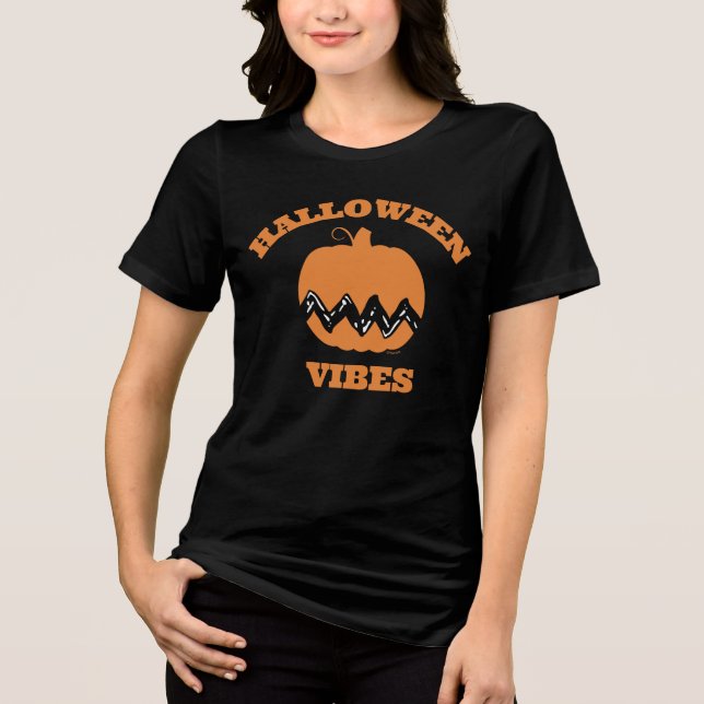 Charlie Brown Orange Pumpkin | Halloween Vibes Tri-Blend Shirt (Front)