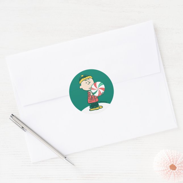 Charlie Brown Peppermint Candy Classic Round Sticker (Envelope)