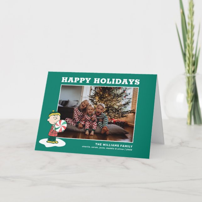 Charlie Brown Peppermint Candy Holiday Card (Front)