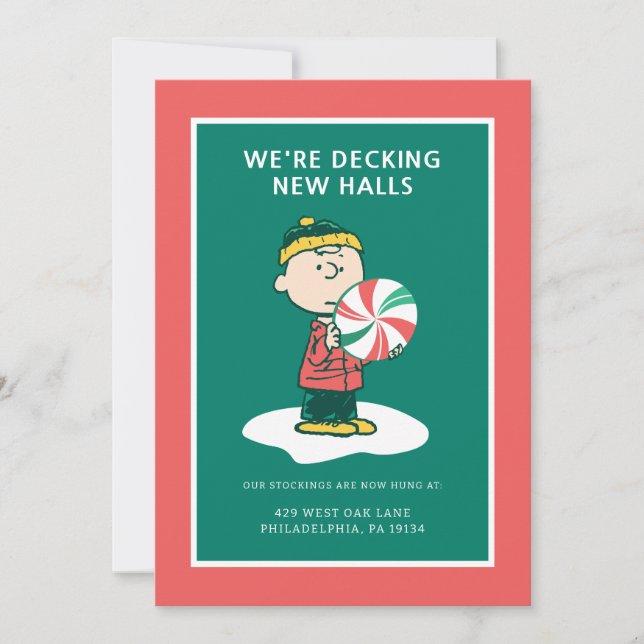 Charlie Brown Peppermint Candy Holiday Card (Front)