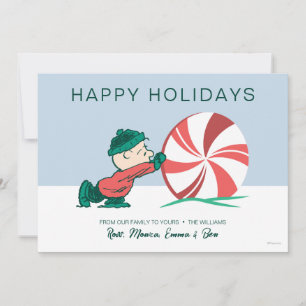Charlie Brown Rolling Into the Holiday Season Card
