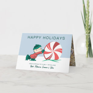Charlie Brown Rolling Into the Holiday Season Card