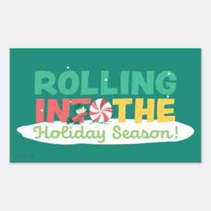 Charlie Brown Rolling Into the Holiday Season Rectangular Sticker