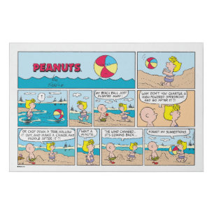 Charlie Brown & Sally At The Beach Faux Canvas Print