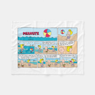Charlie Brown & Sally At The Beach Fleece Blanket