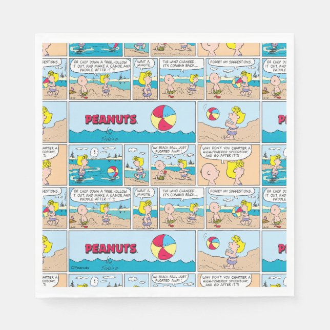 Charlie Brown & Sally At The Beach Napkins (Front)