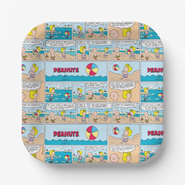 Charlie Brown & Sally At The Beach Paper Plates (Front)