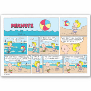 Charlie Brown & Sally At The Beach Sticker