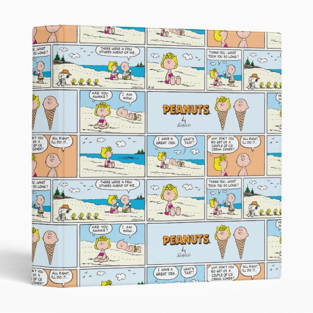 Charlie Brown & Sally Ice Cream At The Beach 3 Ring Binder (Front/Spine)
