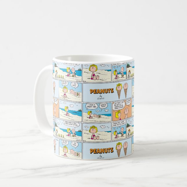 Charlie Brown & Sally Ice Cream At The Beach Coffee Mug (Front Left)