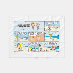 Charlie Brown & Sally Ice Cream At The Beach Fleece Blanket
