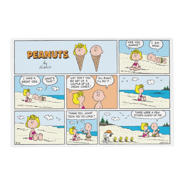 Charlie Brown & Sally Ice Cream At The Beach Placemat (Front)
