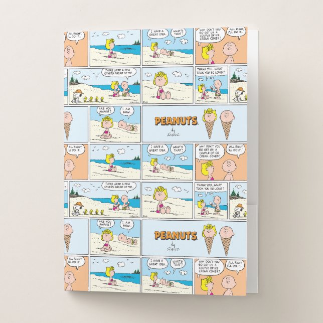Charlie Brown & Sally Ice Cream At The Beach Pocket Folder (Front)
