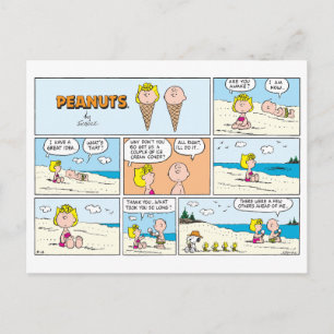 Charlie Brown & Sally Ice Cream At The Beach Postcard