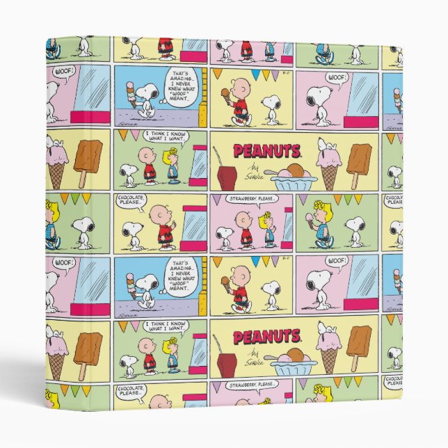 Charlie Brown, Snoopy & Sally | Ice Cream 3 Ring Binder (Front/Spine)