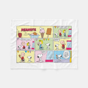 Charlie Brown, Snoopy & Sally Ice Cream Fleece Blanket
