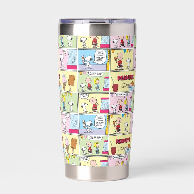 Charlie Brown, Snoopy & Sally | Ice Cream Insulated Tumbler (Front)