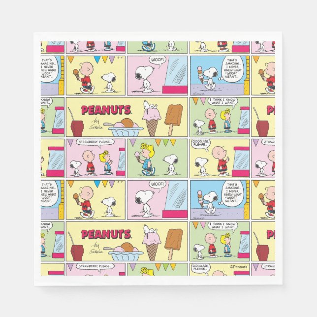 Charlie Brown, Snoopy & Sally | Ice Cream Napkins (Front)