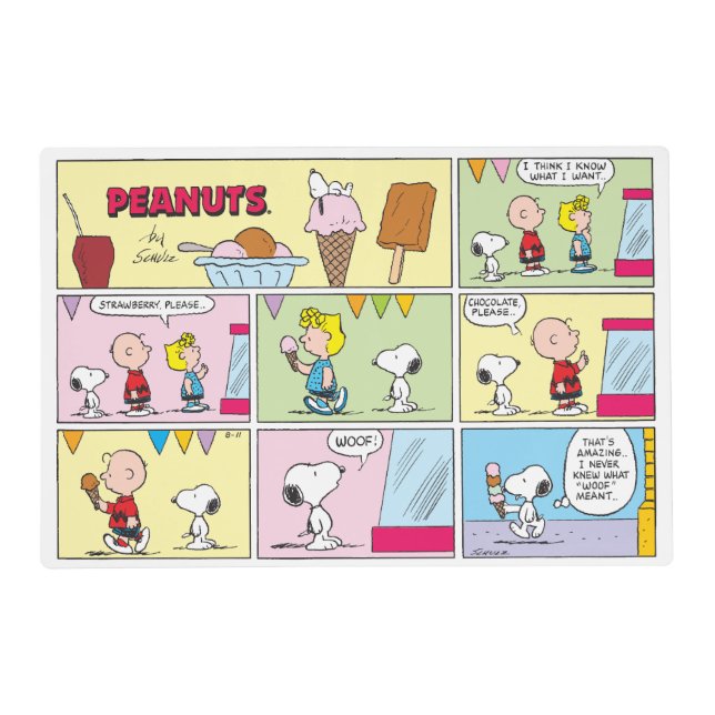 Charlie Brown, Snoopy & Sally | Ice Cream Placemat (Front)