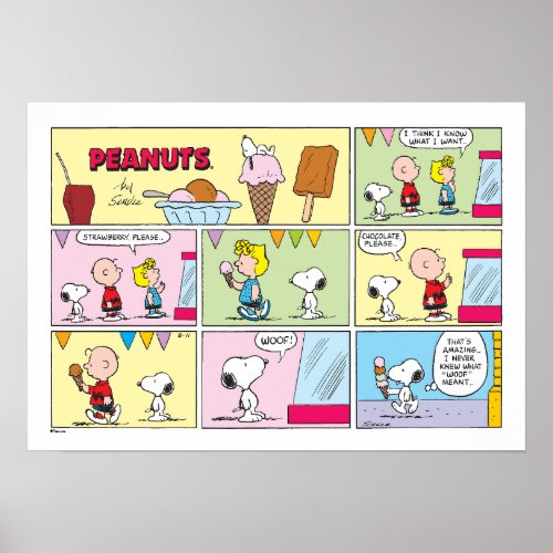 Charlie Brown Snoopy  Sally  Ice Cream Poster