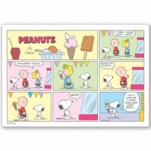 Charlie Brown, Snoopy & Sally   Ice Cream Sticker