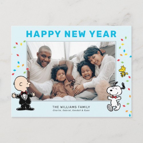 Charlie Brown Snoopy  Woodstock Happy New Year Holiday Postcard