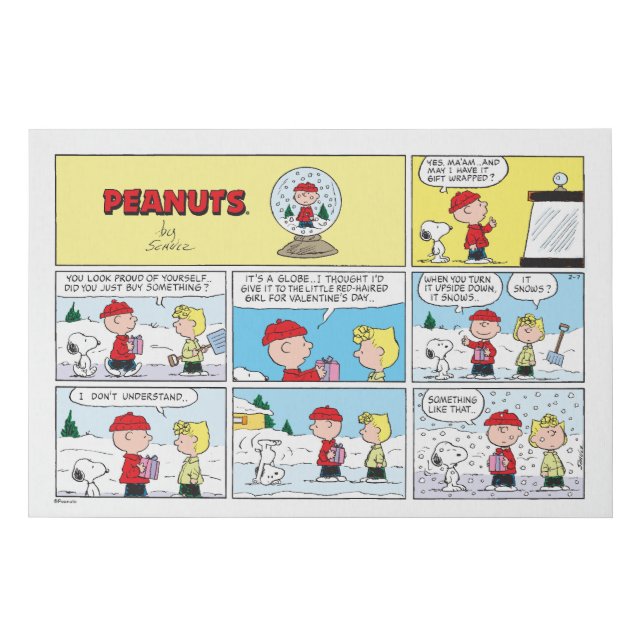 Charlie Brown | Snow Globe Faux Canvas Print (Front)