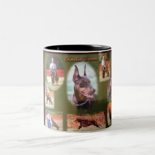 Charlie Brown working doberman Two-Tone Coffee Mug