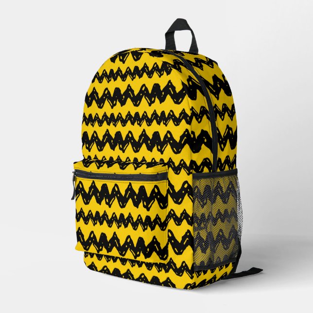 Charlie Brown Zig Zag Pattern Printed Backpack (Back Corner Right)