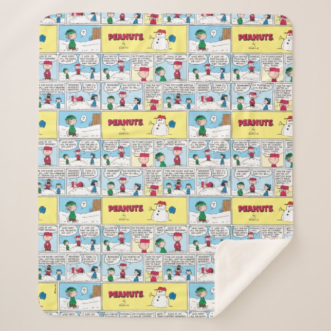 Charlie Brown's Baseball Memories Sherpa Blanket (Front)