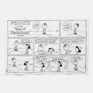 Charlie Brown's Memories At The Pitcher's Mound Kitchen Towel